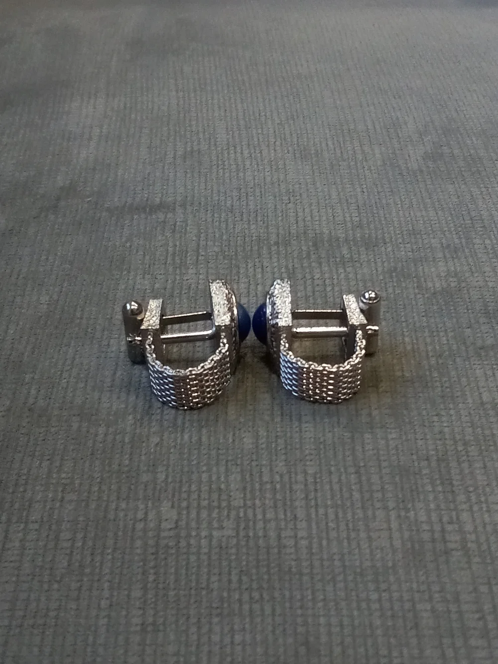 Silver Men’s Textured Clip-On Cufflinks - Silver